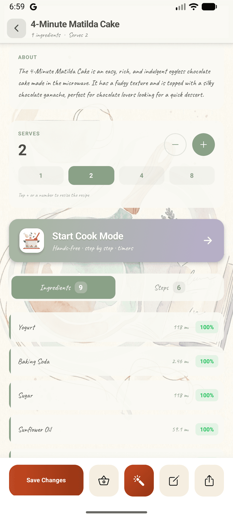 Journal theme - hand-sketched recipe on paper